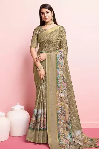 Kalamkari printed mysore silk saree