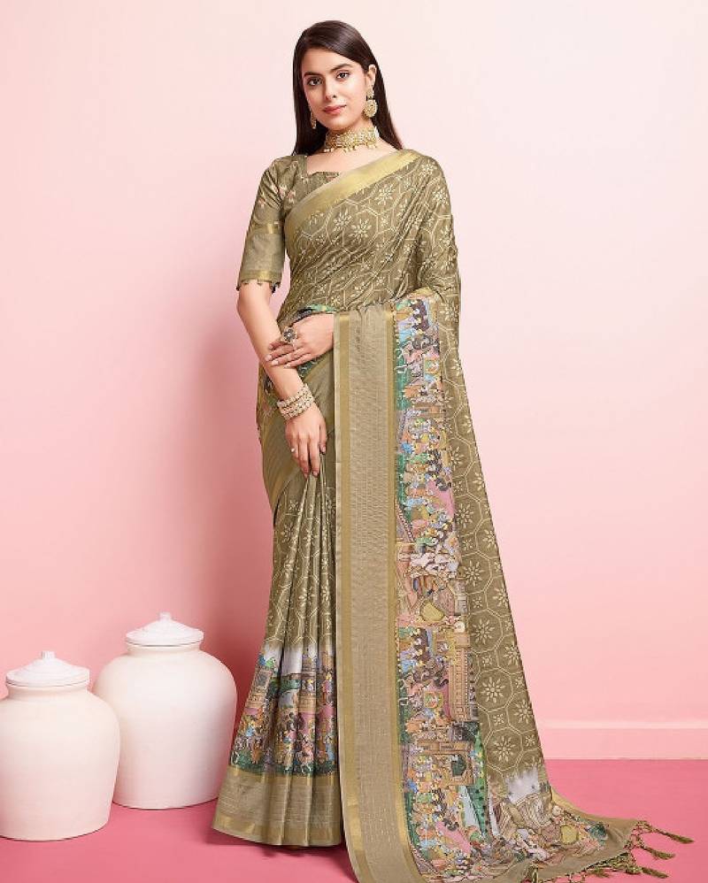 Kalamkari printed mysore silk saree