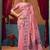 Pink cotton blend warli work saree with unstitched blouse