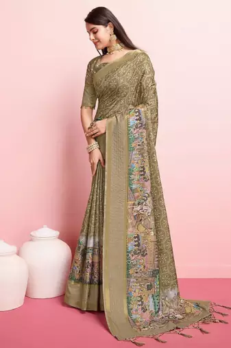 Kalamkari printed mysore silk saree
