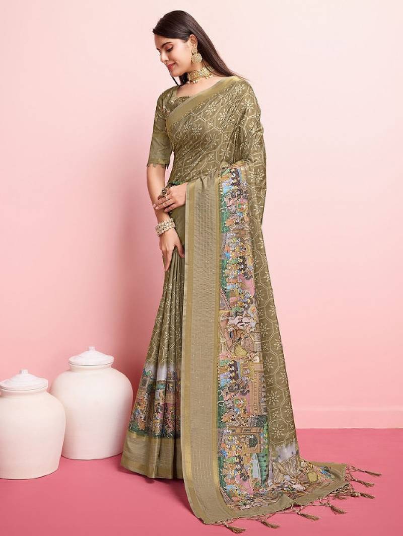 Kalamkari printed mysore silk saree