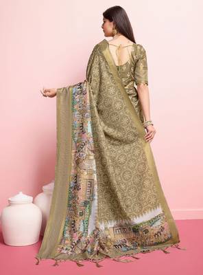 Kalamkari printed mysore silk saree 4