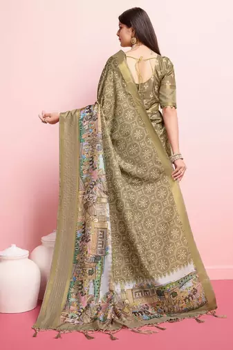 Kalamkari printed mysore silk saree