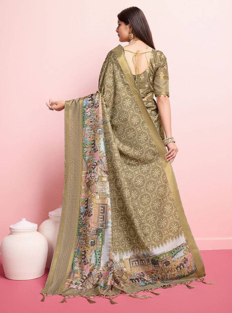 Kalamkari printed mysore silk saree