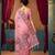 Pink cotton blend warli work saree with unstitched blouse