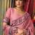 Pink cotton blend warli work saree with unstitched blouse
