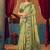 Light green cotton blend warli work saree with unstitched blouse