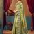 Light green cotton blend warli work saree with unstitched blouse