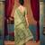 Light green cotton blend warli work saree with unstitched blouse