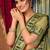 Light green cotton blend warli work saree with unstitched blouse