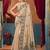 Beige cotton blend warli work saree with unstitched blouse