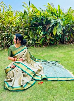 Woven design zari kanjeevaram saree 4