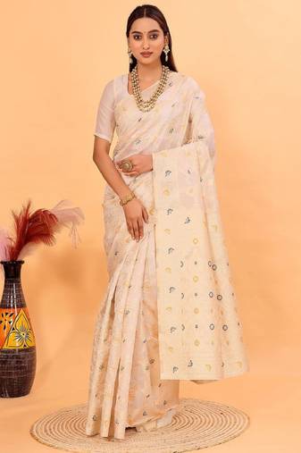 Floral woven design zari silk cotton kanjeevaram saree