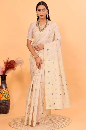 Floral woven design zari silk cotton kanjeevaram saree