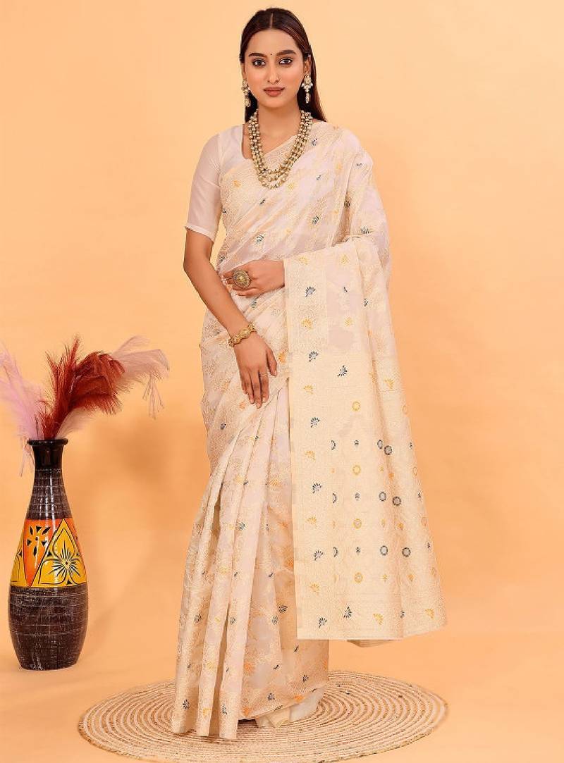 Floral woven design zari silk cotton kanjeevaram saree