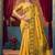 Mustard cotton blend warli work saree with unstitched blouse