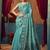 Aqua blue cotton blend warli work saree with unstitched blouse