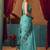 Aqua blue cotton blend warli work saree with unstitched blouse