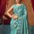 Aqua blue cotton blend warli work saree with unstitched blouse