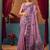 Lavender cotton blend warli work saree with unstitched blouse