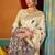 Cream cotton blend saree with traditional ethnic motifs and includes blouse piece