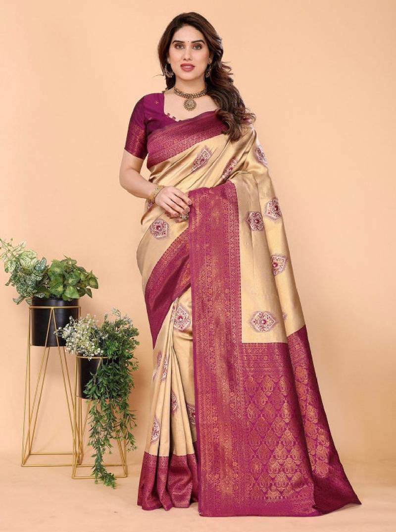 Ethnic motifs woven design kanjeevaram saree