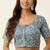 Grey cotton sanganeri printed non padded blouse