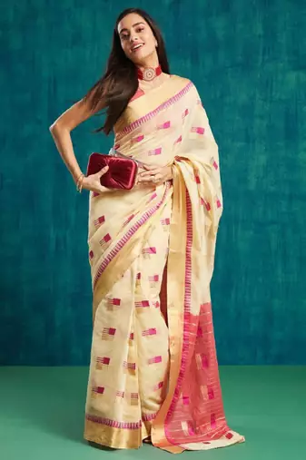 Abstract printed ready to wear dharmavaram saree