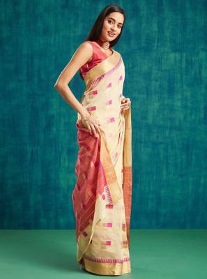 Abstract printed ready to wear dharmavaram saree 2