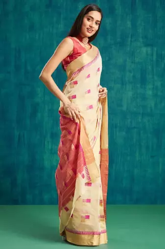 Abstract printed ready to wear dharmavaram saree
