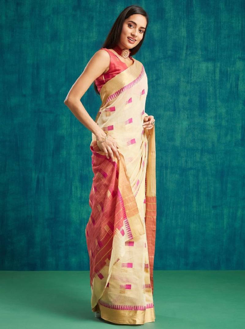 Abstract printed ready to wear dharmavaram saree