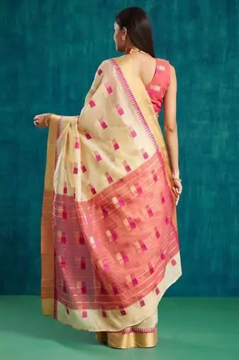 Abstract printed ready to wear dharmavaram saree