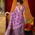 Lavender cotton blend saree with traditional ethnic motifs and includes blouse piece