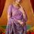 Lavender cotton blend saree with traditional ethnic motifs and includes blouse piece