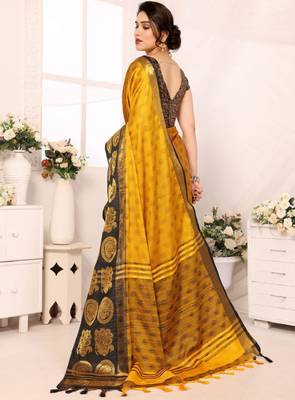 Woven design zari silk cotton handloom mysore silk saree 3