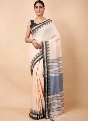 Woven design ethnic motifs pure cotton saree 2