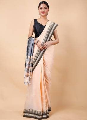 Woven design ethnic motifs pure cotton saree 3