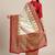 Cream-coloured & maroon printed kasavu saree