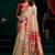 Cream soft tissue silk blend paithani style saree with blouse piece