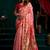 Pink soft tissue silk blend paithani style saree with blouse piece