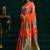 Orange soft banarasi silk blend zari weaving saree with blouse piece