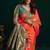 Orange soft banarasi silk blend zari weaving saree with blouse piece