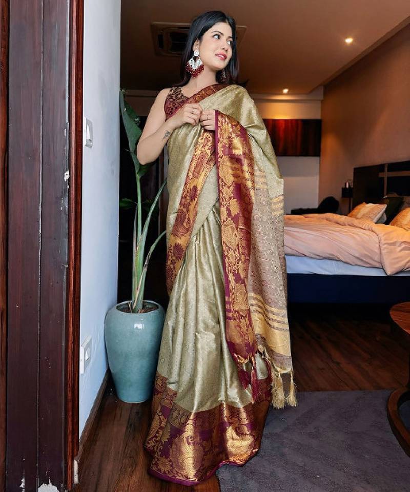 Woven design zari mysore silk saree