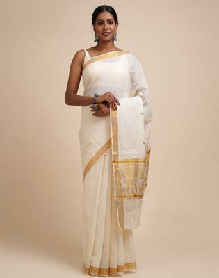Zari cotton kasavu saree 1
