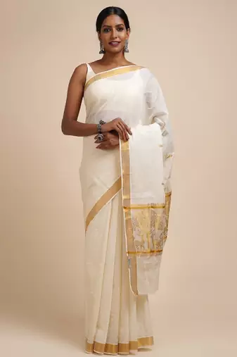 Zari cotton kasavu saree