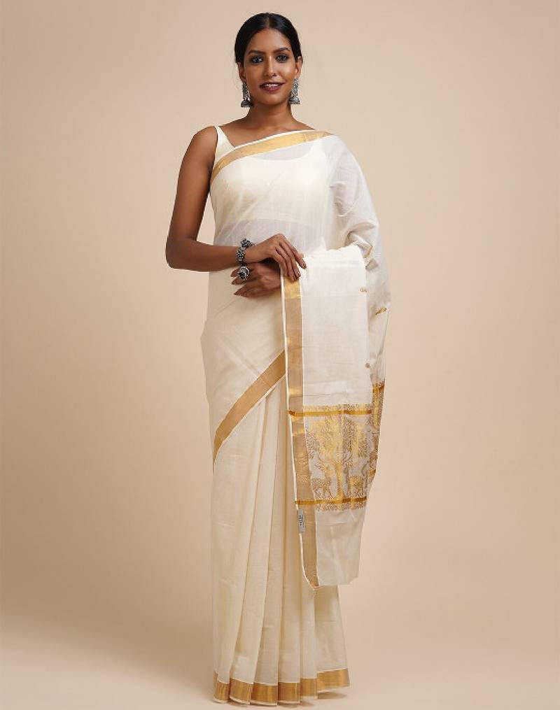 Zari cotton kasavu saree