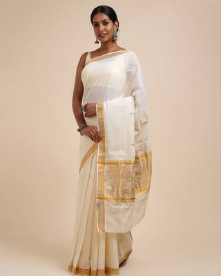 Zari cotton kasavu saree 2