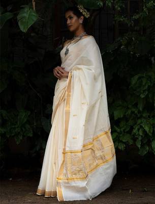 Zari cotton kasavu saree 4