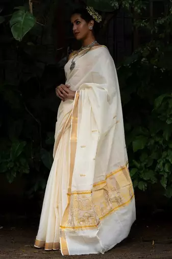 Zari cotton kasavu saree