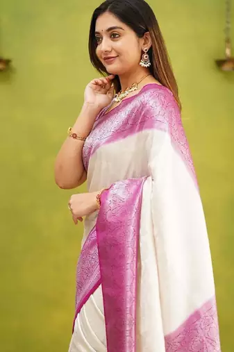 white purple banarasi saree with traditional woven zari work